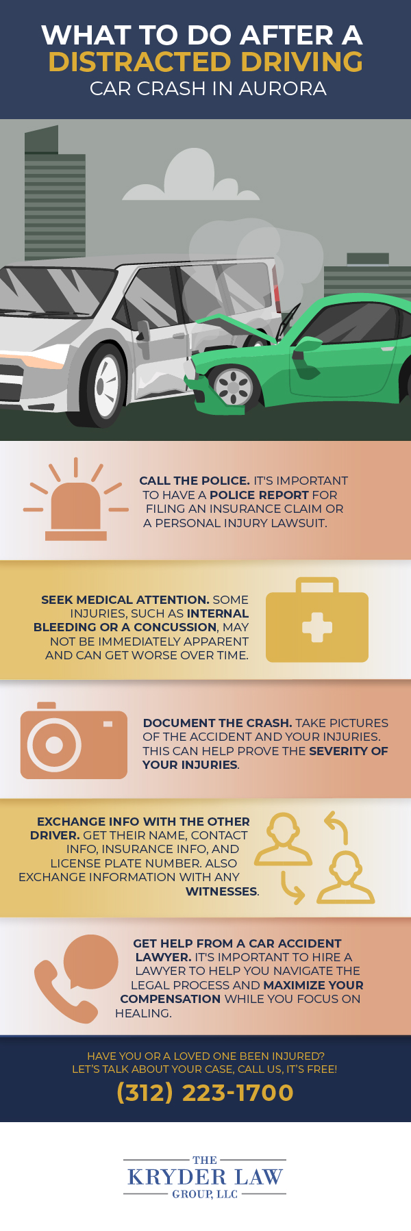 What to Do After a Distracted Driving Car Crash in Aurora Infographic