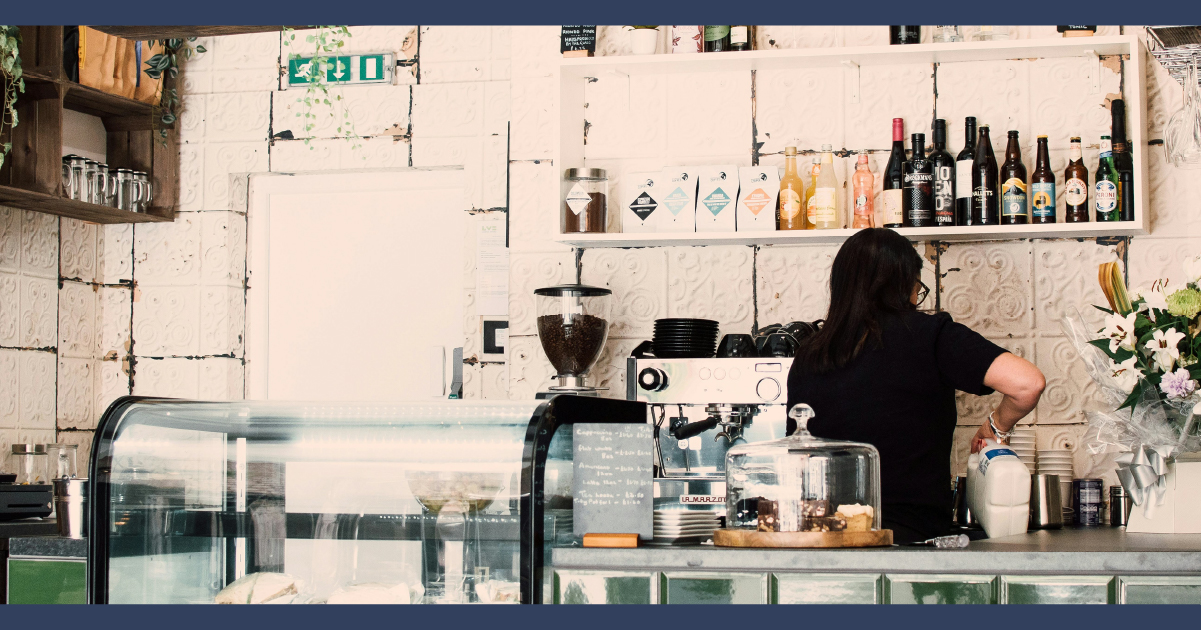 Person working at a cafe