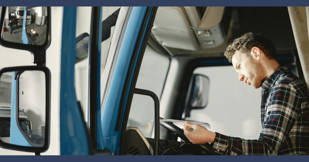 Man sitting in Truck cab