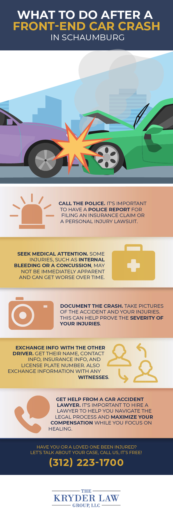 What to Do After a Front-End Car Crash in Schaumburg Infographic