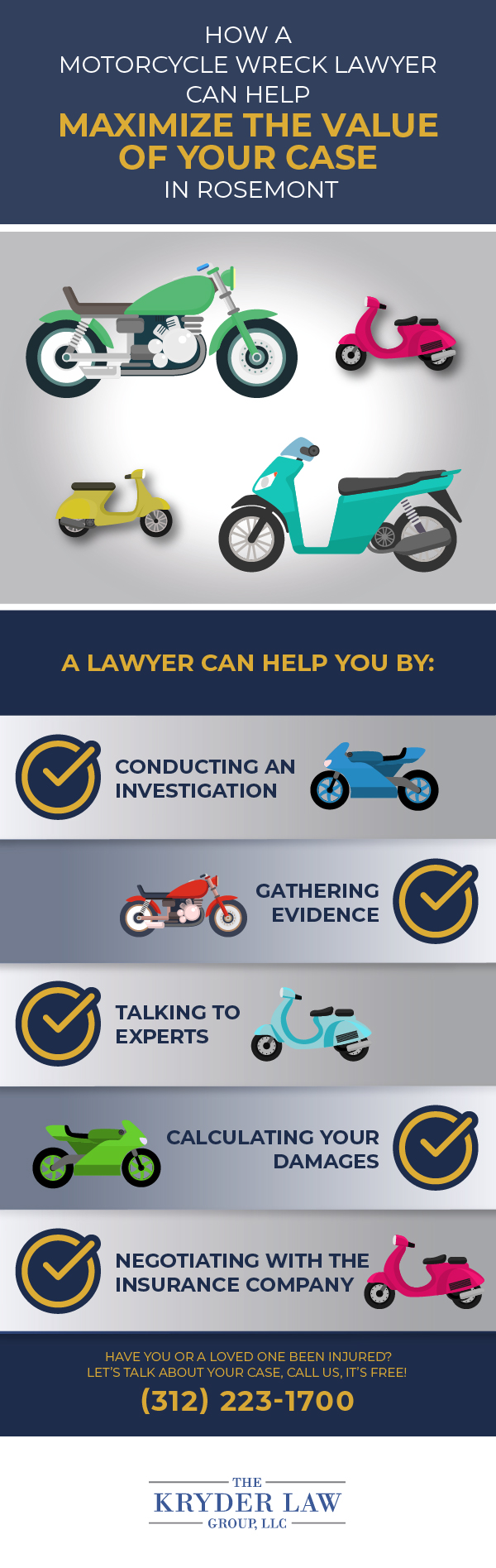 How a Motorcycle Wreck Lawyer Can Help Maximize the Value of Your Case in Rosemont Infographic